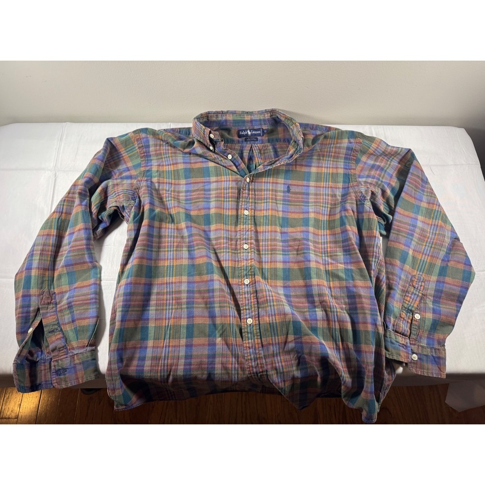 Polo Ralph Lauren Blaire Mens XL Plaid Button Down Shirt Cotton Long Sleeve